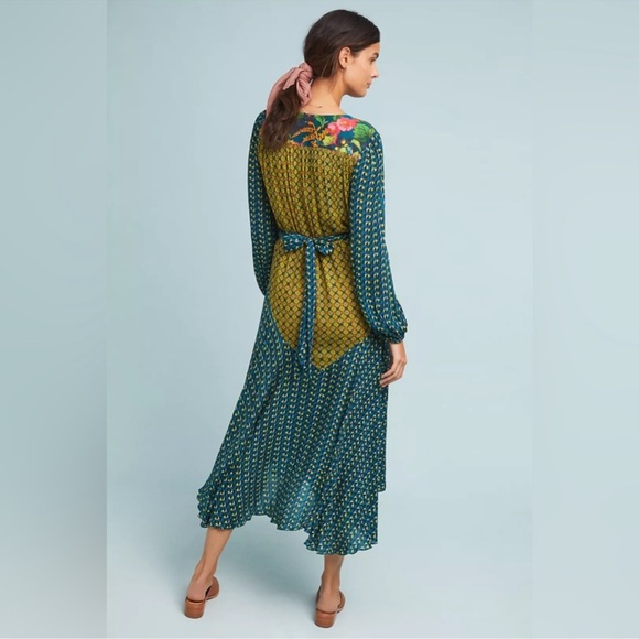 Anthropologie Bl^nk Romalie Printed Wrap Dress Size M - Picture 13 of 16